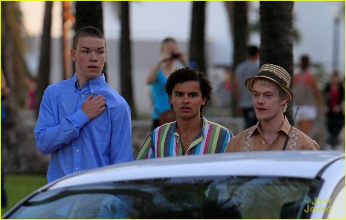 Alfie Allen, Will Poulter and Sebastian De Souza film Plastic in South Beach, Florida