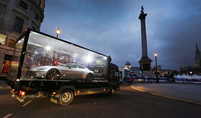 Bond's Spectre Aston Martin DB10 car tours the UK before auction, 12th February 2016, London, UK