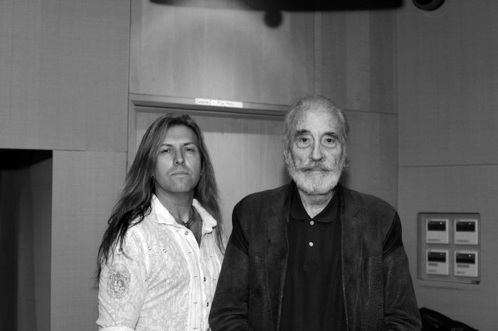 The late Christopher Lee and Neil Johnson in 2010
